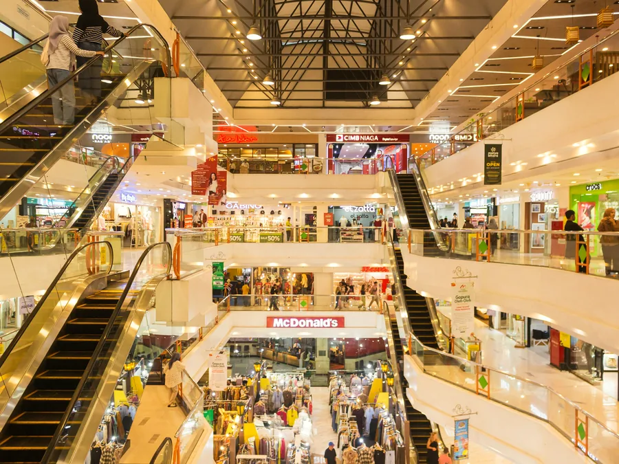 Multi-level shopping mall interior
