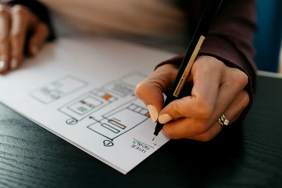Hand sketching a floor plan